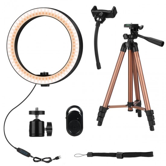Controllable 6inch 10inch LED Selfie Ring Light+Tripod Stand+Phone Holder Photography YouTube Video Makeup Live Stream with Remote Shutter for Phones