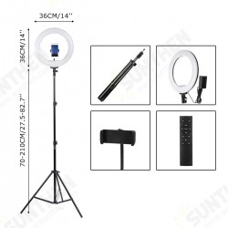 Controllable Portable 2.1m 14 inch Ring Light LED Makeup Ring Lamp USB Selfie Ring Lamp Phone Holder Tripod Stand Photography Lighting
