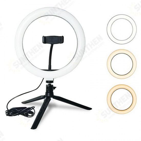 Desktop LED Live Ring Light 10 inch Fill Light with Mini Tripod Stand USB Power Phone Holder for Youtube Tiktok Makeup Live Streaming