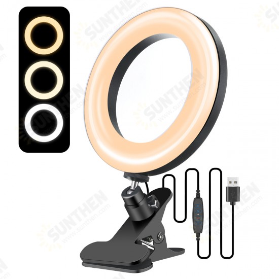 EGL-01 6.3 inch Ring Light 3 Light Modes Stepless Adjustable USB Powered Desktop Fill light Lamp with Clip for Macbook