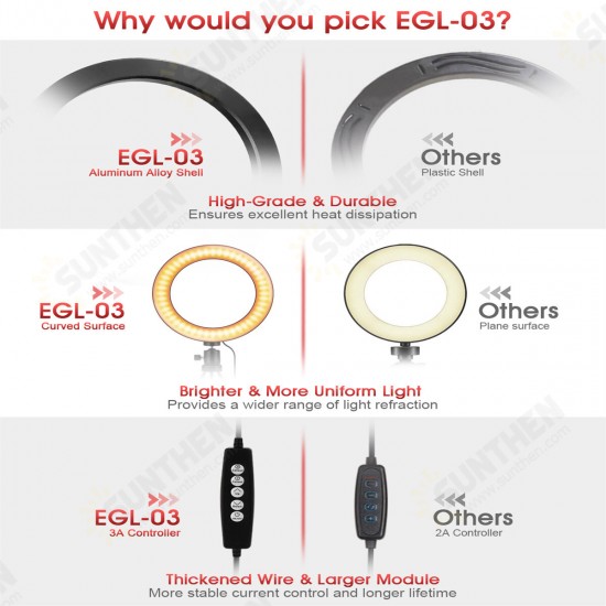EGL-03 8 inch Ring Light 3 Light Modes USB Powered Fill light Lamp with Tripod EGL-03 8 inch Ring Light 3 Light Modes USB Powered Fill light Lamp with Tripod