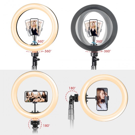 EGL-06S 10inch 3Lighting Modes Brightness Adjustment LED Ring Light Tripod Stand Live Selfie Holder with Remote Control for YouTube Tiktok Vlog Makeup