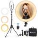 EGL-09 18in 55W Dimmable 2800-6000K Circle Light with Tripod Remote Control for Live Stream MUA light Vlog TikTok Selfie Zoom