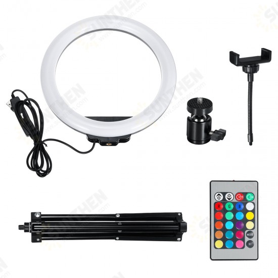 Flash Selfie LED Ring Light Dimmable Tripod Stand Phone Clip Holder for YouTube Tiktok Live Streaming Makeup