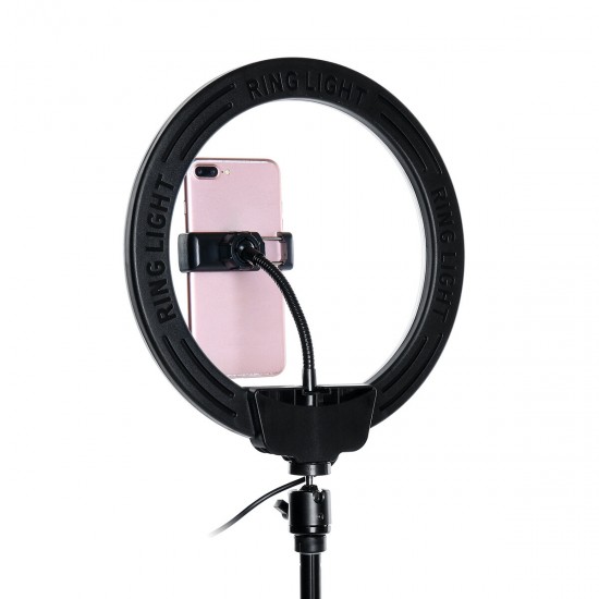 Flash Selfie LED Ring Light Dimmable Tripod Stand Phone Clip Holder for YouTube Tiktok Live Streaming Makeup