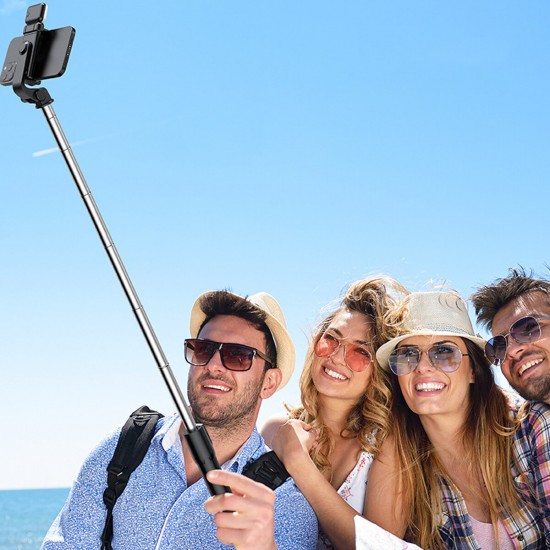 H1S 3-IN-1 Extendable bluetooth Tripod Selfie Stick With 2-Gear Stepless Dimming Light LED Fill Light for Mobile Phone