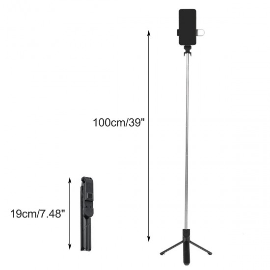 Handheld 100cm Extendable bluetooth Tripod Selfie Stick With Fill Light for Mobile Phone
