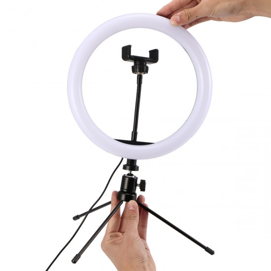 10 inch 3 Color Modes 10 Brightness Levels USB Video Light with 360 Degree Rotation Head Tripod for Tik Tok Youtube Live Streaming