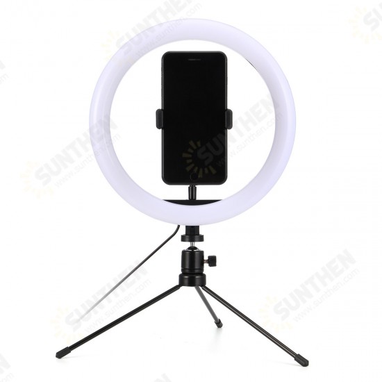 10 inch 3 Color Modes 10 Brightness Levels USB Video Light with 360 Degree Rotation Head Tripod for Tik Tok Youtube Live Streaming