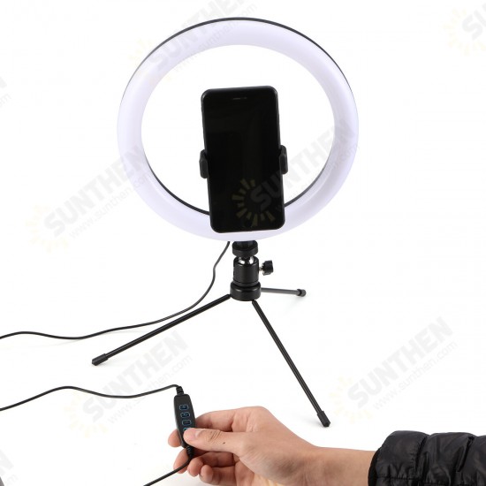 10 inch 3 Color Modes 10 Brightness Levels USB Video Light with 360 Degree Rotation Head Tripod for Tik Tok Youtube Live Streaming