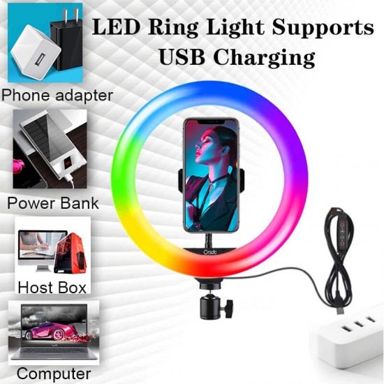 10inch Ring Fill Light Tripod RGB LED Ring 26Colors Remote Control Adjust USB Plug Selfie Beauty Ring Light Video Light for YouTube TikTok Live Makeup
