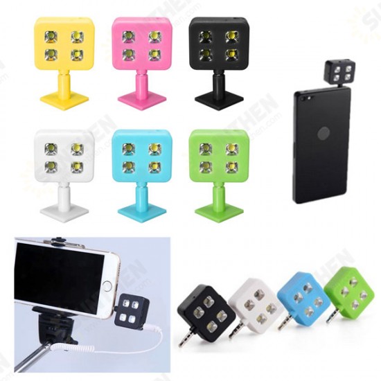 Portable 4 LED Enhancing Flash Fill Light For iPhone Universal Smartphone Selfie Stick