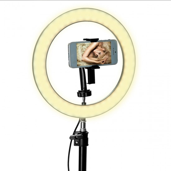 Portable LED Ring Light Tripod Stand Live Selfie Holder USB Plug 10 Inch Fill Light for YouTube Tiktok VK Vlog Makeup