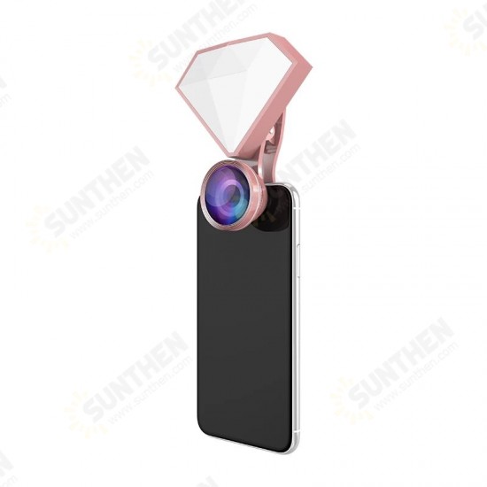 RK30 Mini LED Selfie Flash Light With Camera Lens Fisheye/Macro/Wide Angle Lens 4600K Cell Phone Fill Light Warm+Cold Lights