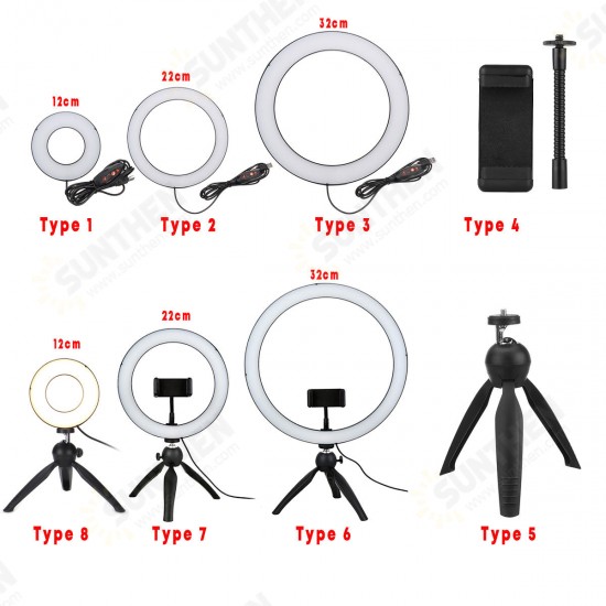 Ring Light LED Makeup Ring Lamp USB Portable Selfie Ring Lamp Phone Holder Tripod Stand Photography Lighting