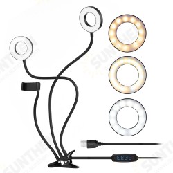 S2 Dual Ring Lights Fill Lights 3 Colors Adjustable Brightness USB Power Supply Live Selfie Lights with Phone Holder S2 Dual Ring Lights Fill Lights 3 Colors Adjustable Brightness USB Power Supply Live Selfie Lights with Phone Holder