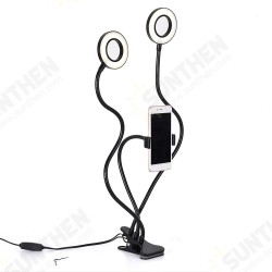 S2 Dual Ring Lights Fill Lights 3 Colors Adjustable Brightness USB Power Supply Live Selfie Lights with Phone Holder S2 Dual Ring Lights Fill Lights 3 Colors Adjustable Brightness USB Power Supply Live Selfie Lights with Phone Holder