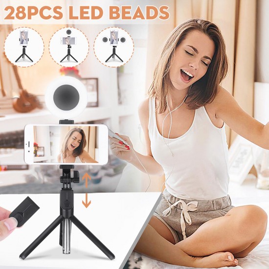 Telescopic Fill Light Multifunctional bluetooth Selfie Stick Tripod Outdoor Mobile Phone Photography Stand Live LED Ring Fill Light