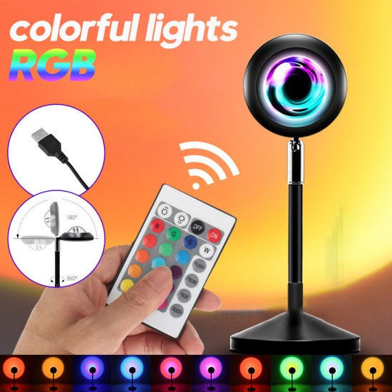 USB Power Colorful RGB LED Light Remote Control Atmosphere Projection Led Night Light For Home Bedroom Shop Background Decoration