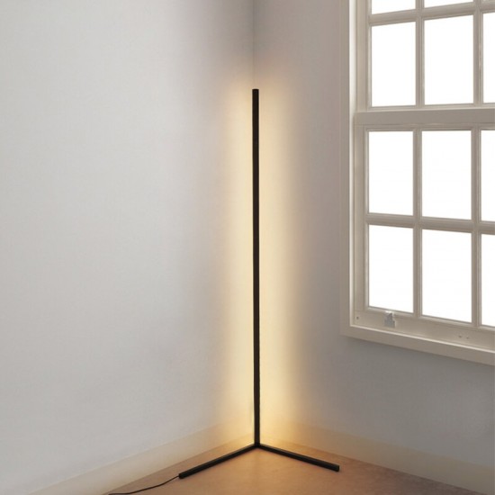 1.1/1.4/1.6M LED Corner Floor Lamp Warm White Black Housing No Flickering
