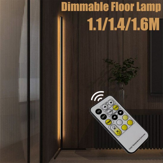 1.1/1.4/1.6M LED Dimmable Corner Floor Lamp with Remote Multicolor Black Housing