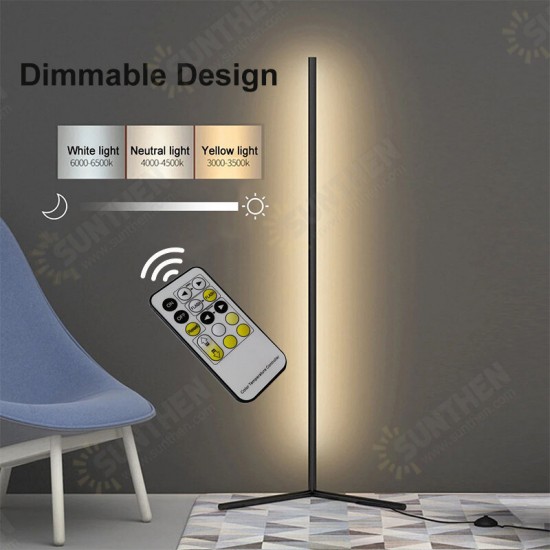 1.1/1.4/1.6M LED Dimmable Corner Floor Lamp with Remote Multicolor White Housing