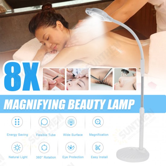 8X Diopter 120 LED Magnifying Floor Stand Lamp Magnifier Glass Cold Light Lens Facial Light For Beauty Salon Nail Tattoo