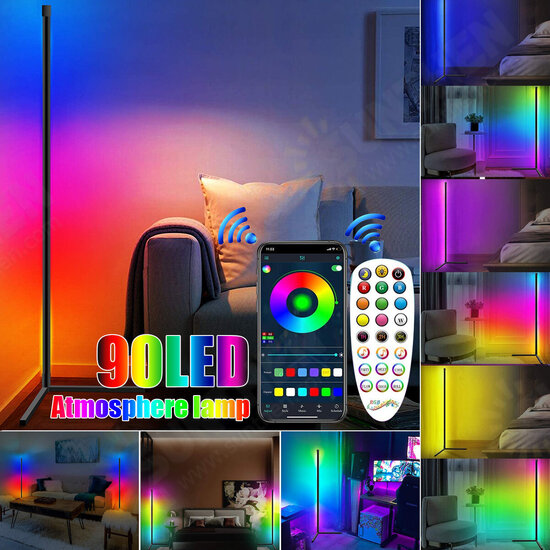 Corner Floor Lamp RGB Color Changing Corner Lamp Dimmable LED bluetooth Ambient Light