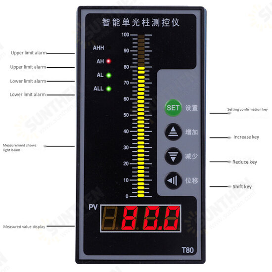 4-20MA Level Sensor Liquid Sensor Water Level Display Instrument/Beam Digital Control Instrument Level Transmitter for Water/Liquid/Oil Level