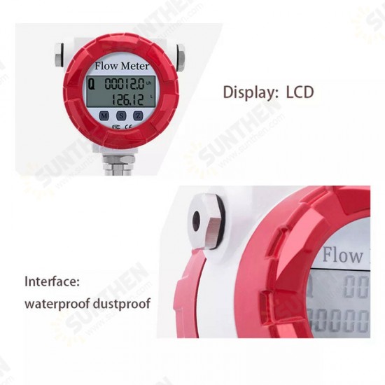 DN15/DN25 Water Flow Meter Turbine Flowmeter Sensor Liquid Gasoline Milk Methanol Alcohol Pulse 4-20mA RS485 Digital Display