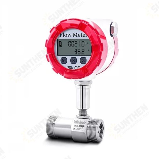 DN15/DN25 Water Flow Meter Turbine Flowmeter Sensor Liquid Gasoline Milk Methanol Alcohol Pulse 4-20mA RS485 Digital Display