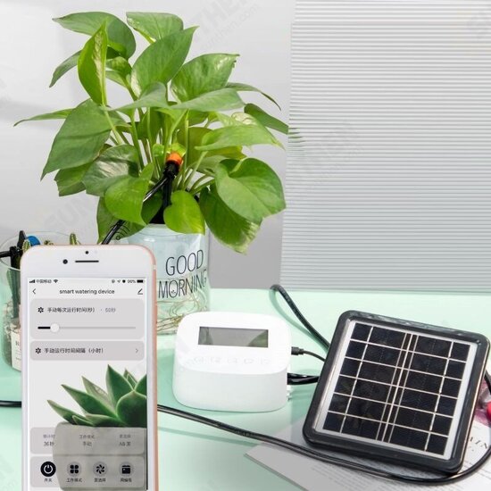 WiFi Smart Irrigation Machine Timer Automatic Micro-drip Irrigation System Garden Plants Irrigation Controller Alexa Google with Solar Panel