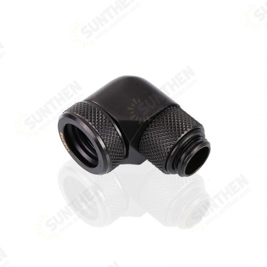 G1/4 Thread OD 14mm Rigid Tube Fittings 90 Degree Hard Tube Rotary Fitting 4 Seal Rings Joints PC Water Cooling Connector