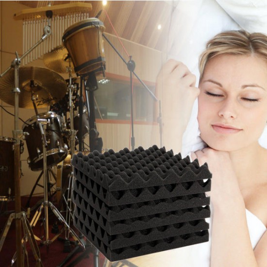 6Pcs 30x30x4cm Soundproofing Triangle Sound-Absorbing Noise Foam Tiles