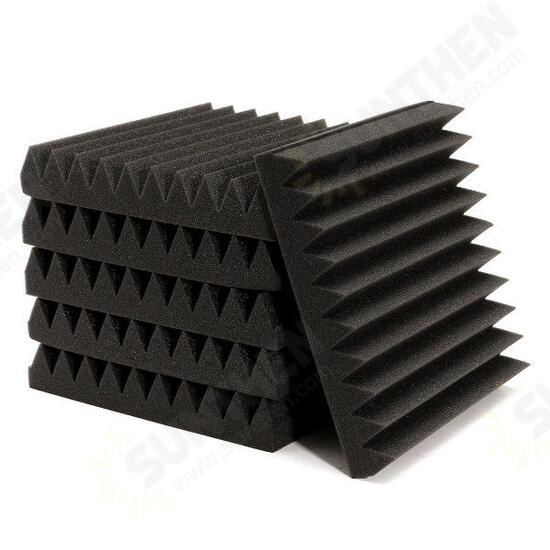 6Pcs 30x30x5CM Soundproofing Acoustic Wedge Foam Tiles Wall Panels