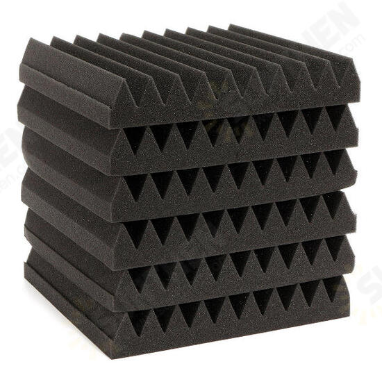 6Pcs 30x30x5CM Soundproofing Acoustic Wedge Foam Tiles Wall Panels