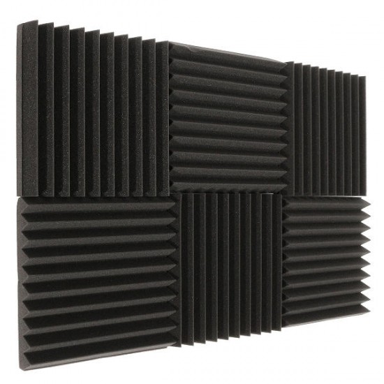 6Pcs 30x30x5CM Soundproofing Acoustic Wedge Foam Tiles Wall Panels