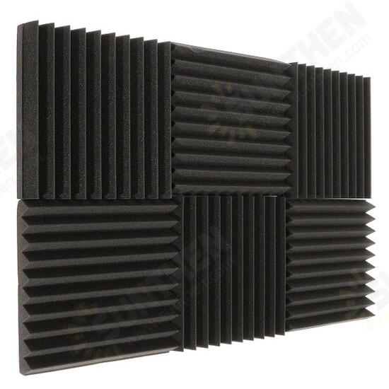 6Pcs 30x30x5CM Soundproofing Acoustic Wedge Foam Tiles Wall Panels