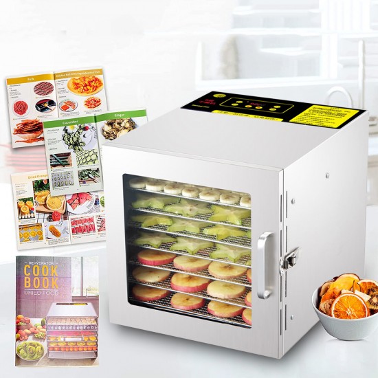 8 Layers Stainless Steel Fruit & Food Dehydrator Vegetable Meat Hot Air Dryer For Household/Commercial/DIY Food 600W 220V