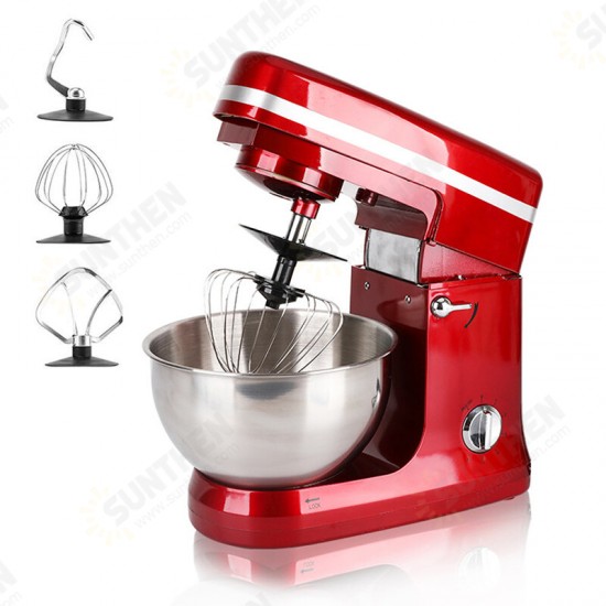 1000W 5L Multifunctional Electric Food Stand Blender Mixer Kneading Dough Machine 6 Speed Tilt-Head Stainless Steel Table Egg Beater