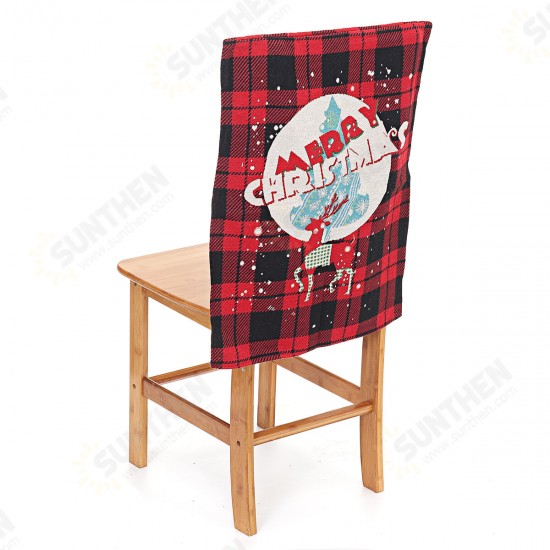 45x58CM Christmas Dinner Chair Back Cover Cartoon Deer Tree Elk Xmas Decor