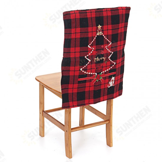 45x58CM Christmas Dinner Chair Back Cover Cartoon Deer Tree Elk Xmas Decor