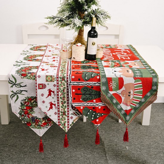 71x14inch Christmas Table Runner Deer Desk Tablecloth Cloth Xmas Party Table