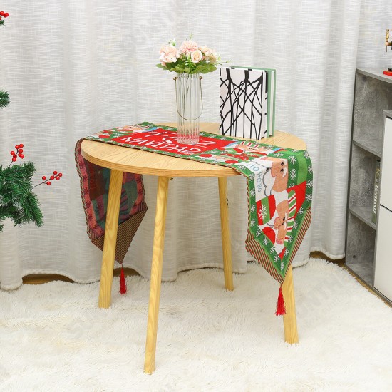 71x14inch Christmas Table Runner Deer Desk Tablecloth Cloth Xmas Party Table