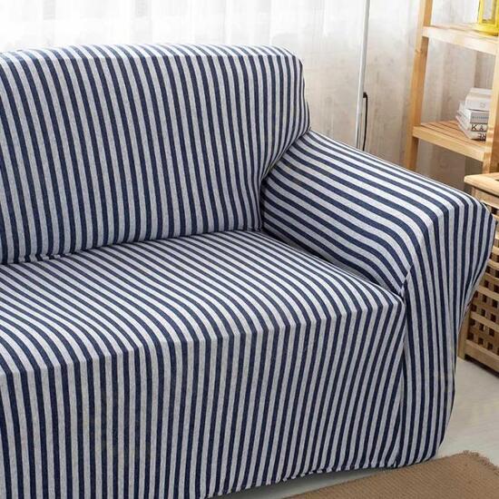 Cotton Striped Sofa Chair Covers Stretch Tight Wrap Slip-resistant Elastic Couch Protector Slipcover