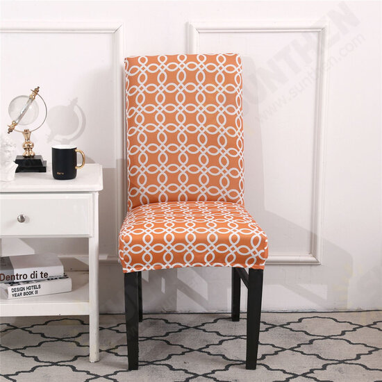 Elastic Dining Chair Cover Stain-resistant Geometry Printing Seat Chair Cover Spandex Elastic Seat Cover