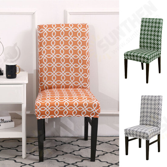 Elastic Dining Chair Cover Stain-resistant Geometry Printing Seat Chair Cover Spandex Elastic Seat Cover