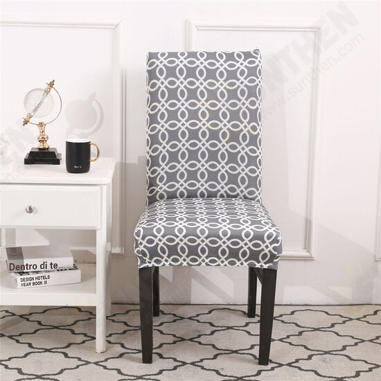 Elastic Dining Chair Cover Stain-resistant Geometry Printing Seat Chair Cover Spandex Elastic Seat Cover