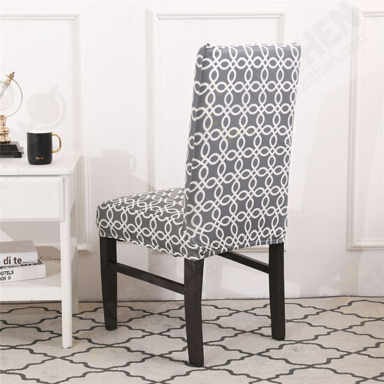 Elastic Dining Chair Cover Stain-resistant Geometry Printing Seat Chair Cover Spandex Elastic Seat Cover