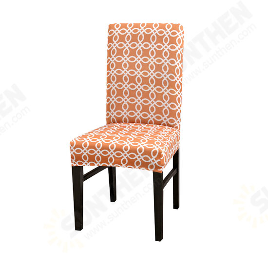 Elastic Dining Chair Cover Stain-resistant Geometry Printing Seat Chair Cover Spandex Elastic Seat Cover